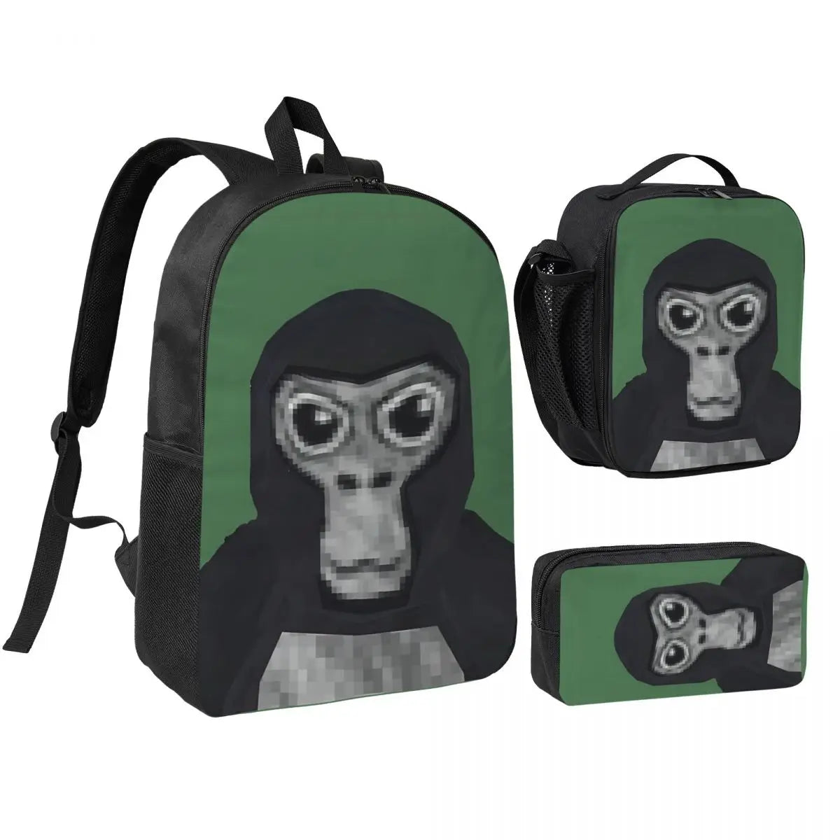 Stylish Black and White Gorilla Backpack Set for Teens | Versatile Bags