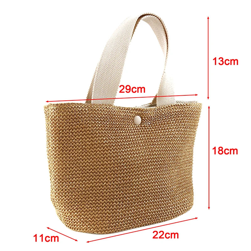 Elegant Straw Woven Handbag | Casual Beach Tote Bag for Ladies