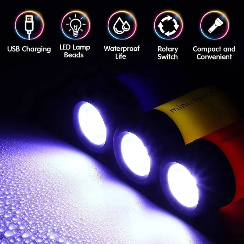 Waterproof Mini Keychain Flashlight | USB Rechargeable LED Light