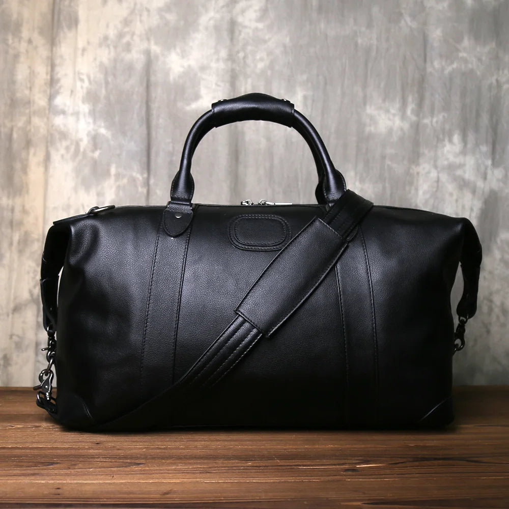 Retro Genuine Leather Men's Travel Bag | Large Capacity Crossbody