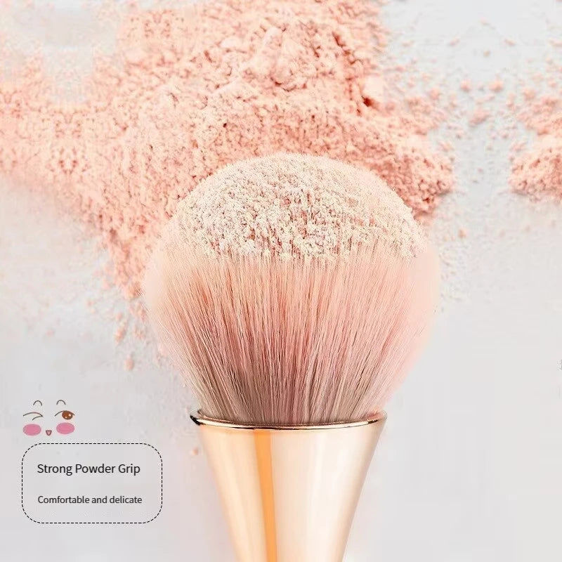 Soft Rose Golden Fan Makeup Brush | Achieve Flawless Beauty