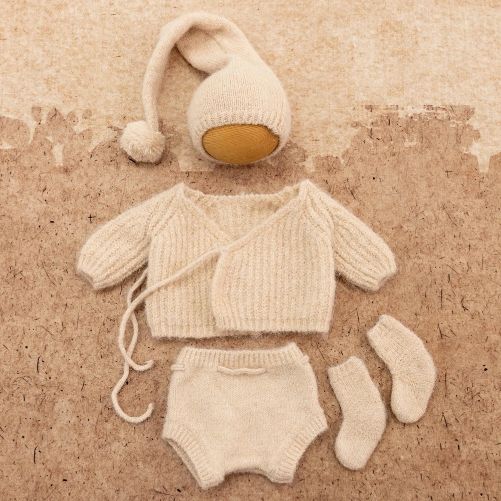 Conjunto de ropa de punto para fotografía de recién nacidos | Artículos suaves esenciales para bebés