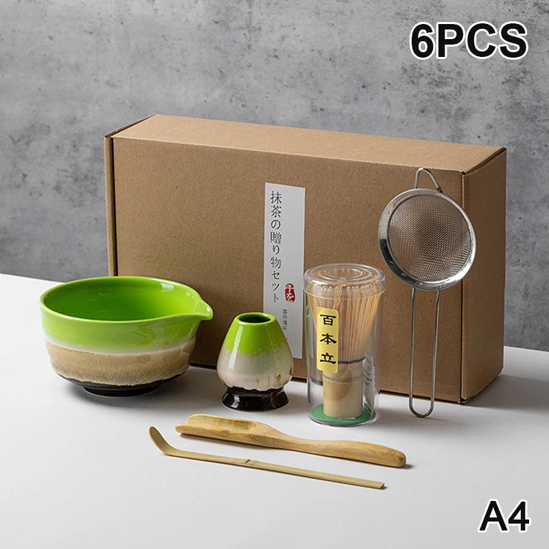 Juego completo de té Matcha con batidor de bambú y accesorios