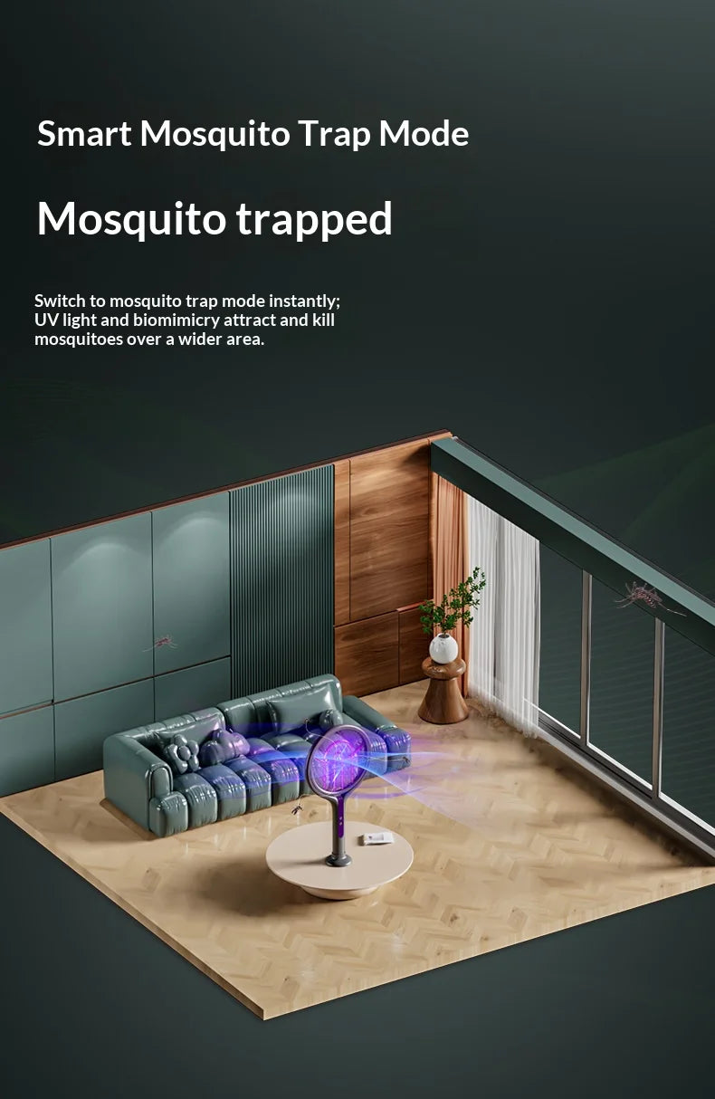 Rotating Head Bug Zapper Racket | Rechargeable Electric Fly Swatter