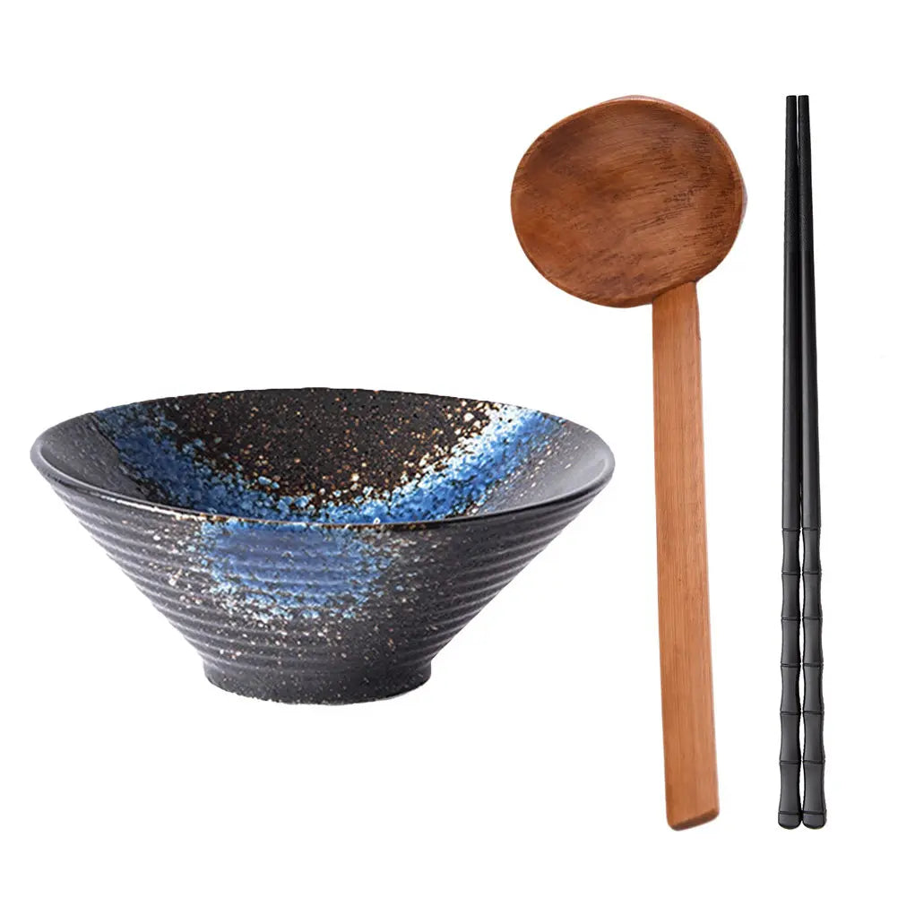Handmade Japanese Style Ceramic Ramen Bowl Set | Unique Tableware
