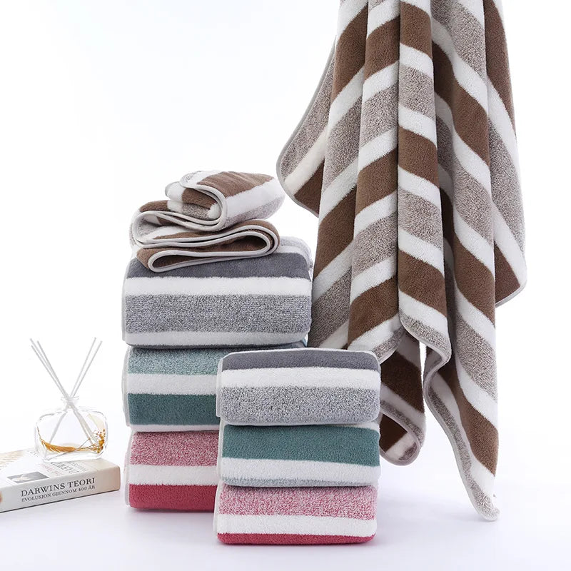 Soft Striped Towel Set | Quick Drying & Absorbent Towels