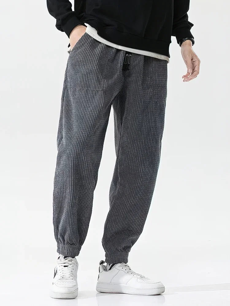 Men's Baggy Corduroy Jogger Pants | Comfortable Casual Trousers