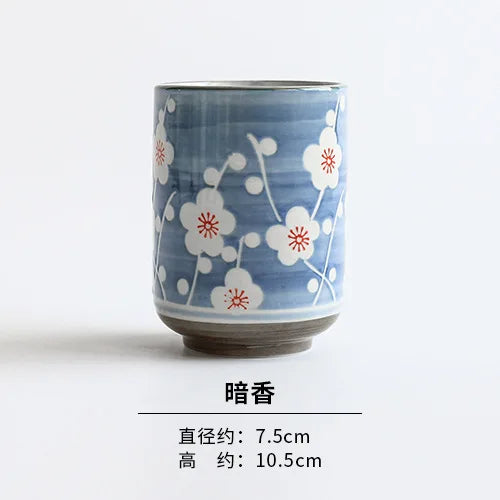 Taza de té japonesa pintada a mano | Taza de cerámica vintage