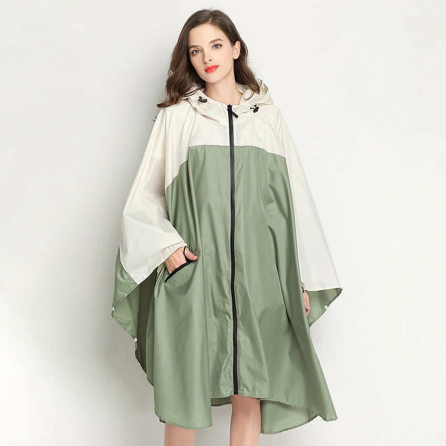 Plus-Size Lightweight Color-Blocked Raincoat | Ideal for Outdoors