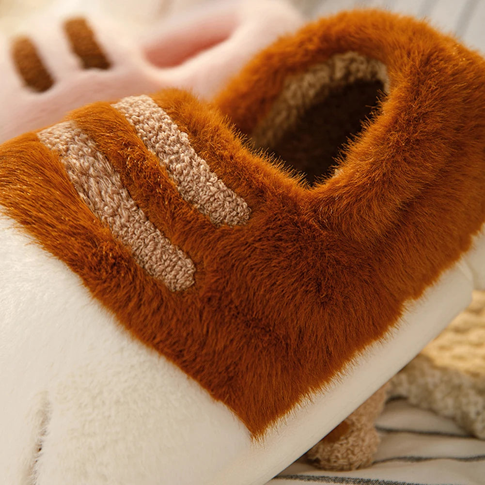 Unisex 3D Cat Paw Plush Slippers | Fluffy Winter Indoor Shoes