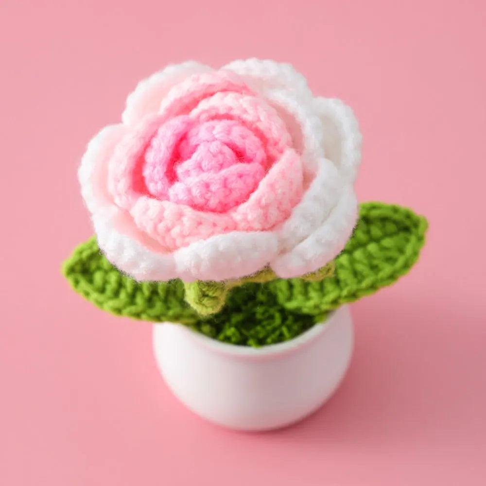 Flores de ganchillo de girasol y tulipán tejidas a mano | Encantadora decoración para el hogar