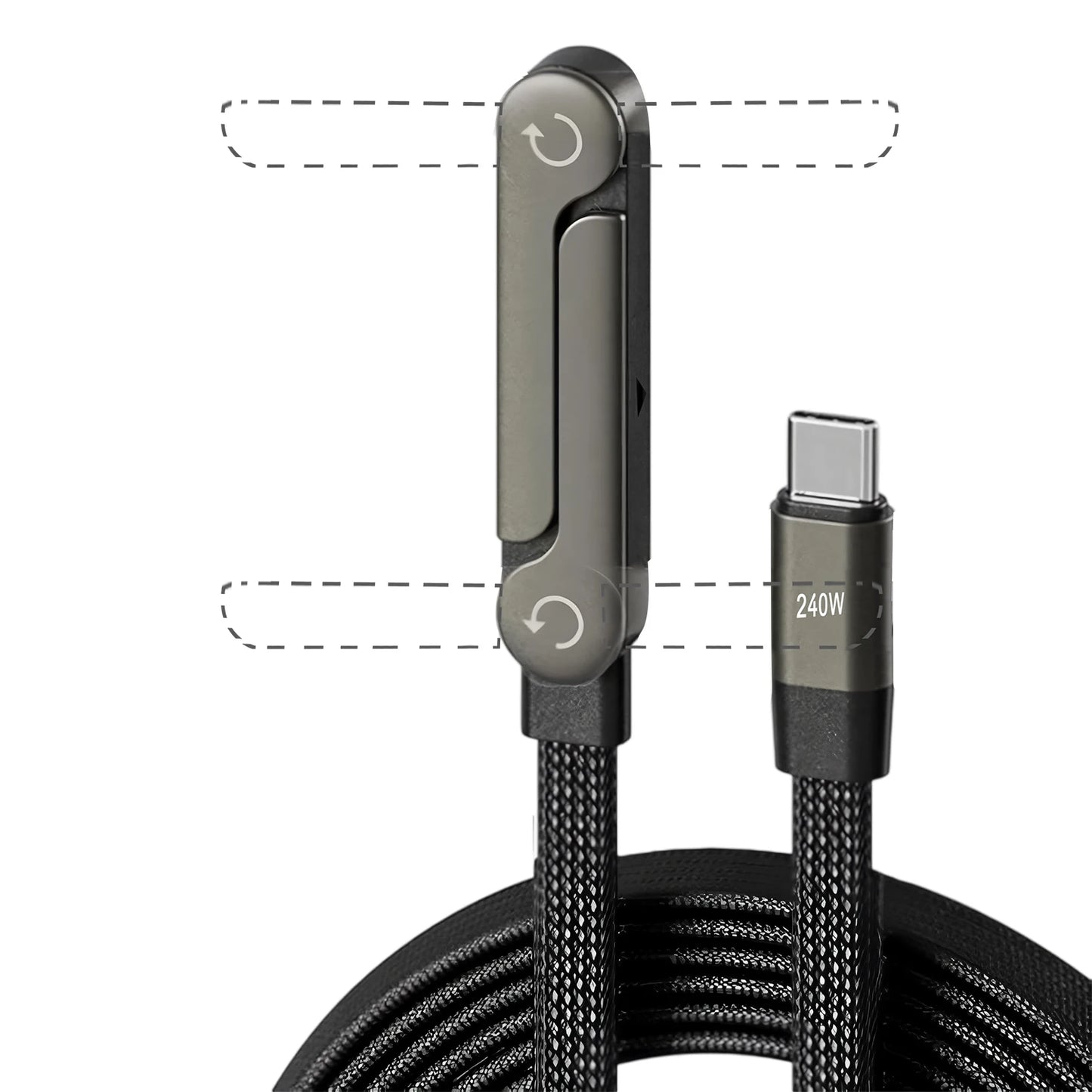 USB Type C Flat Charger Cable with Kickstand | 240W Charging