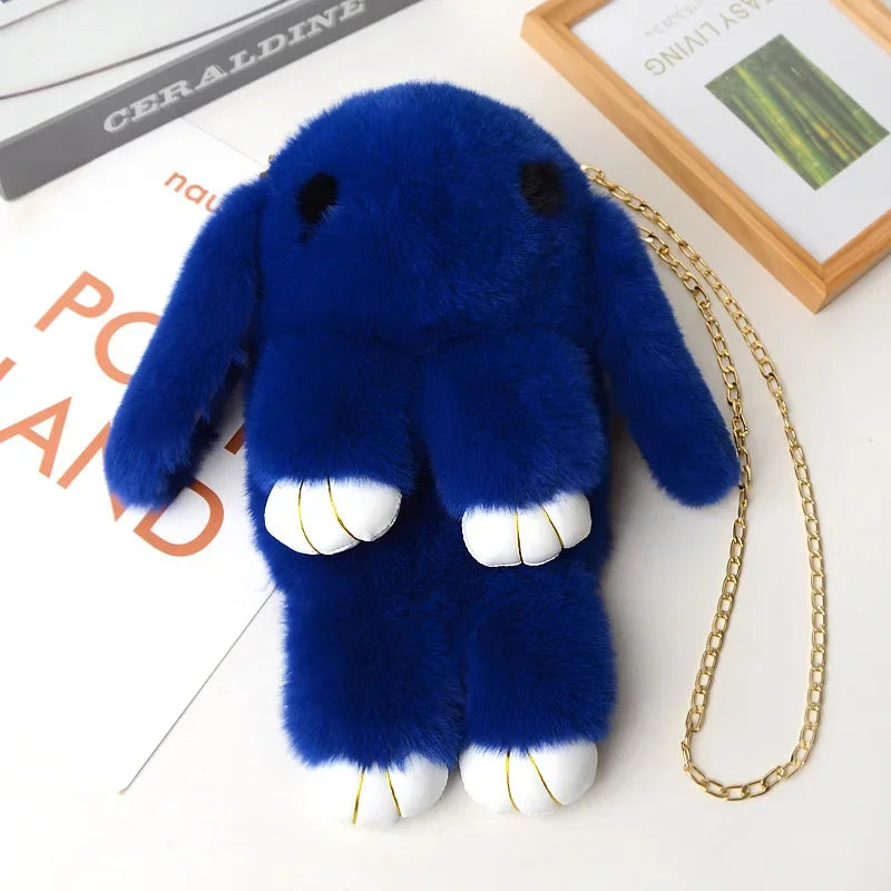 Bonito bolso bandolera de conejo de peluche | Encantador diseño cruzado