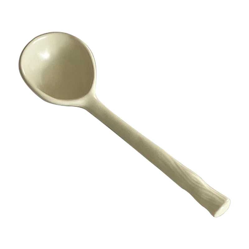 Elegant Ceramic Soup Spoon Set | Long Handle Ladle for Dining