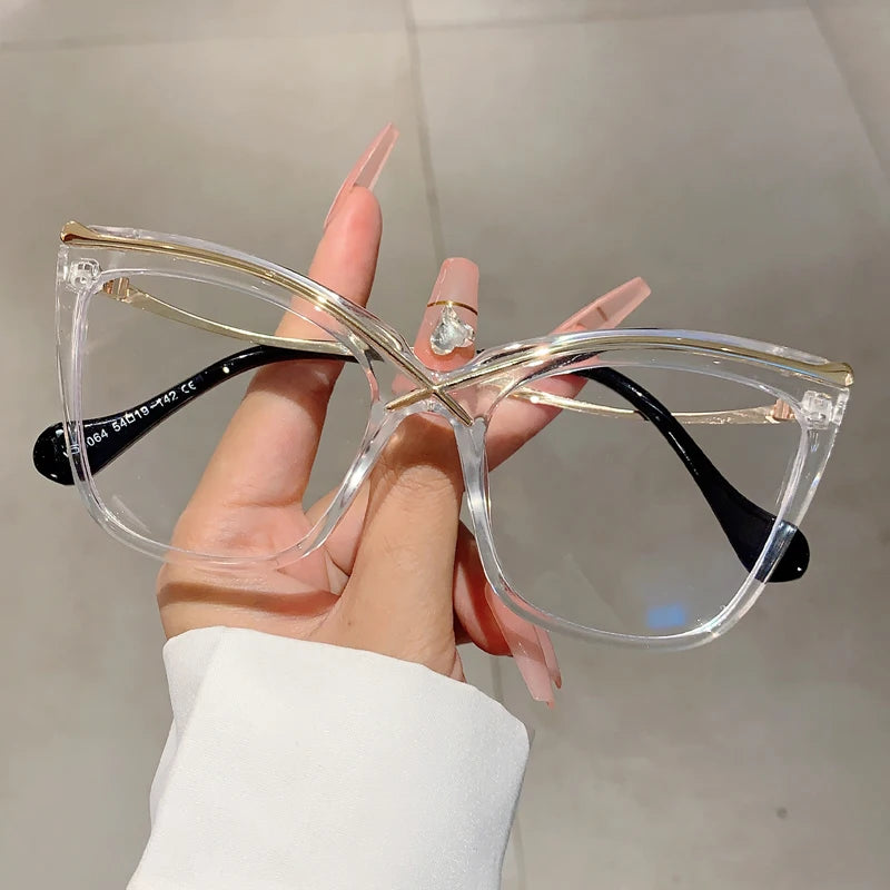 Trendy Oversized Cat Eye Eyeglasses | Vintage Blue Light Blockers