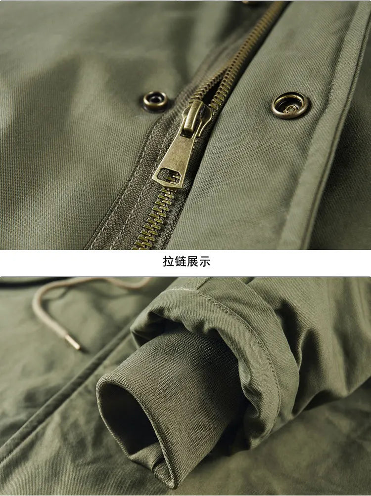 Men's Retro M51 Mid-Length Windbreaker Parka with Hood | Fall/Winter
