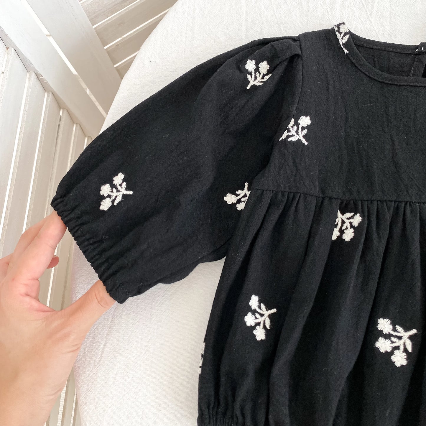 Baby Girls Embroidered Bow Romper | Cozy Autumn Jumpsuit