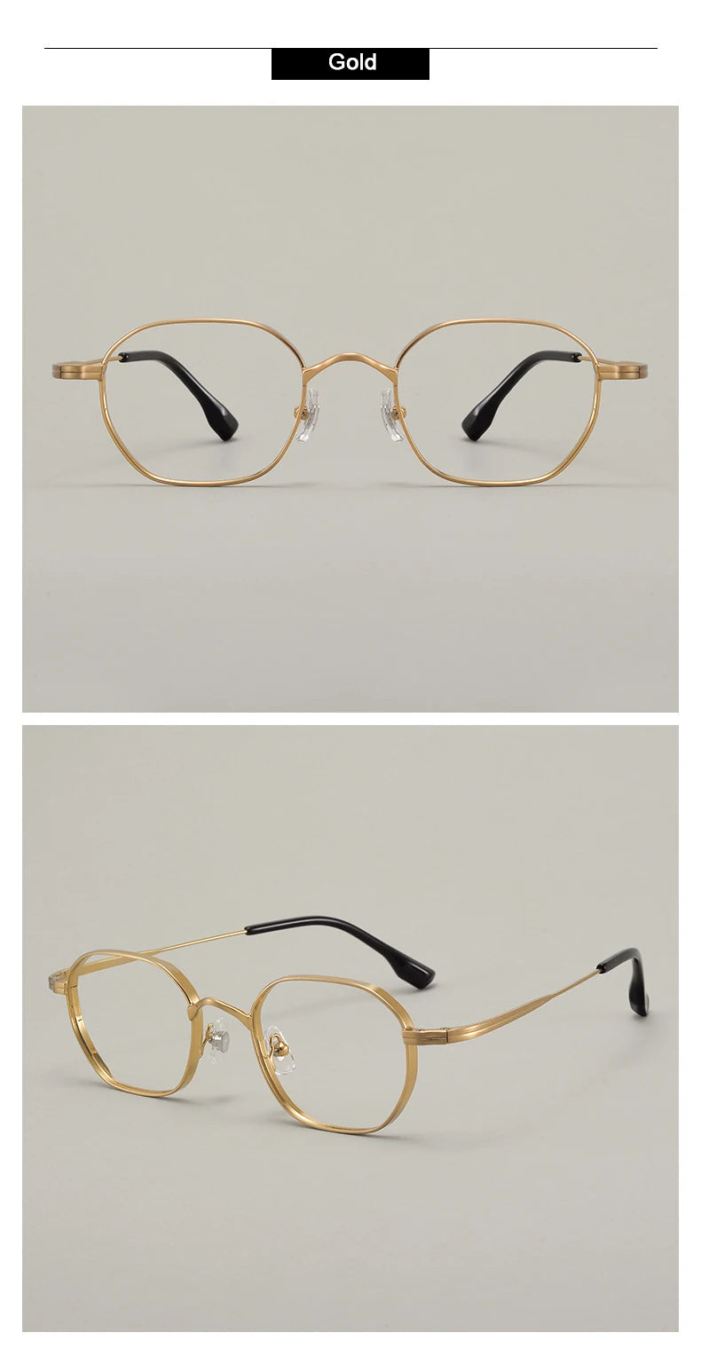 Luxury Retro Polygon Eyeglasses | Ultra-Light Pure Titanium Frames