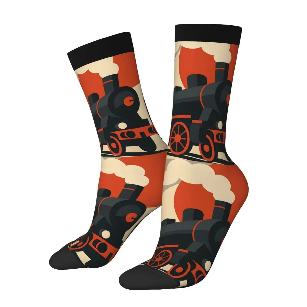Trendy Steam Train Crew Socks | Stylish All Seasons Long Stockings