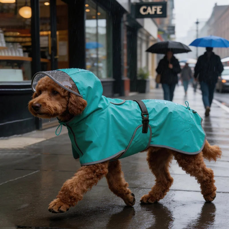 Dog Raincoat, Hooded Windproof and Waterproof Reflective Pet Raincoat, Suitable for Medium to Large Dogs, Waterproof Dog Clothin