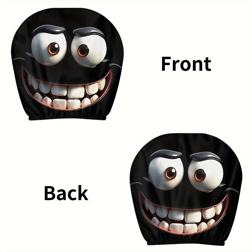 2pcs Smiley Face Printed Car Pillowcases | Soft & Fun Cushions