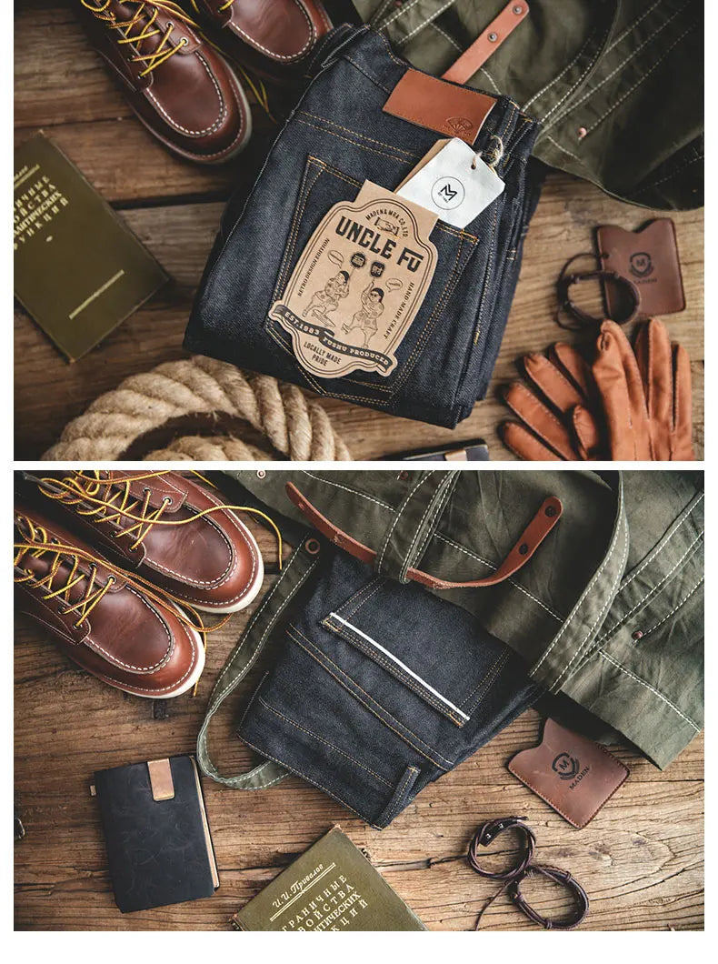 Men's Tapered Fit Selvedge Denim Jeans | Versatile Cotton Pants