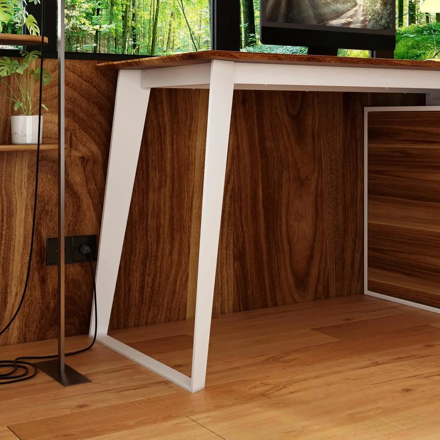 L-Shaped Home Office Computer Desk with Drawers & Shelves