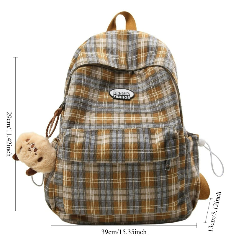 Large Capacity Plaid Backpack | Versatile Travel & School Bag