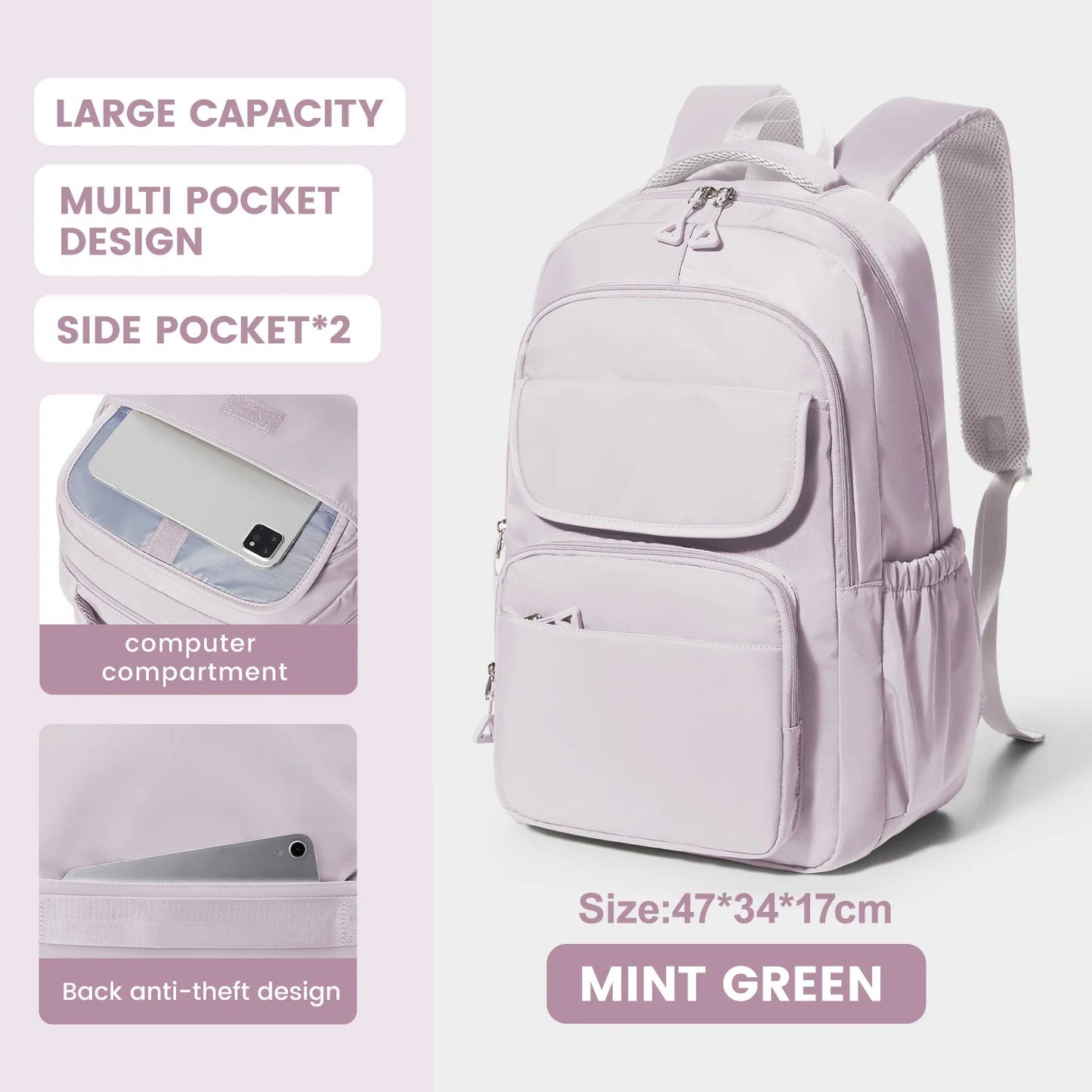 Durable Multi-Pocket Backpack for Women | Stylish School & Travel Bag