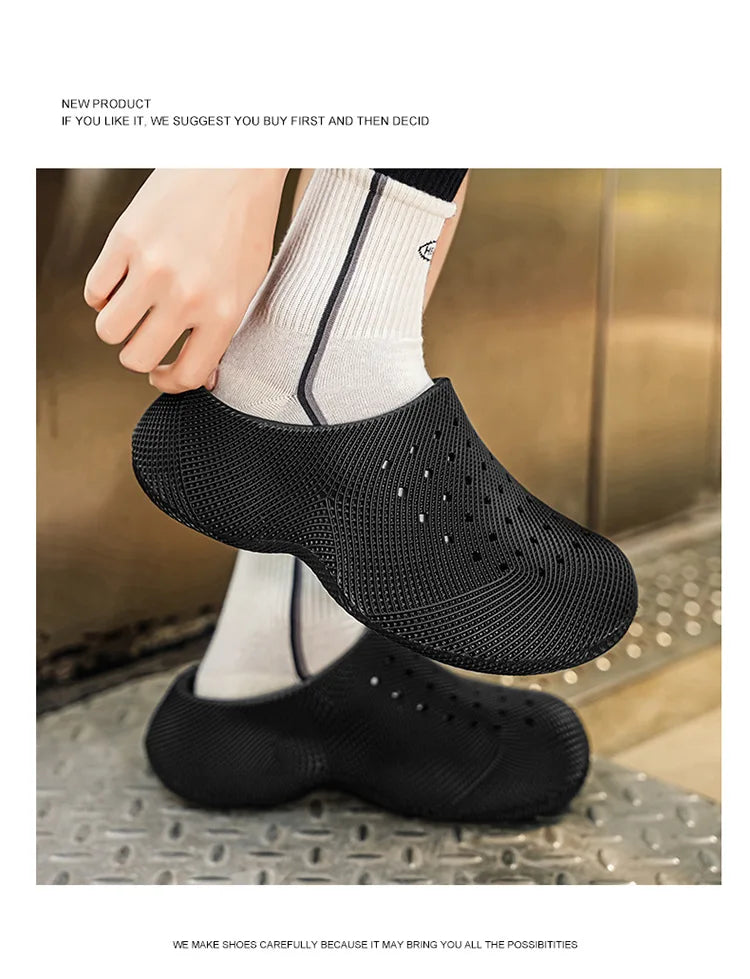 Generic Closed Toe Clogs 3d Printed Thick Sole Non Slip Soft Cushion Casual Summer Outdoor Slippers For Men Women Couple