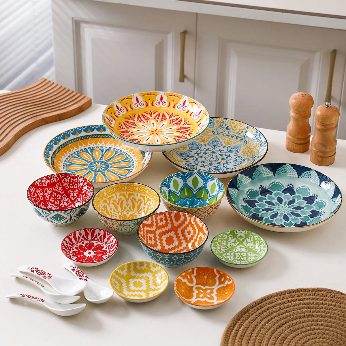 16-Piece Bohemian Ceramic Dinnerware Set for Stylish Dining