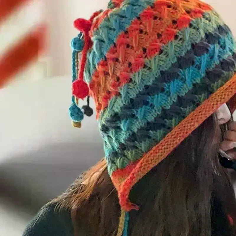 Women's Cute Bear Plush Knitted Hat | Cozy Winter Beanie