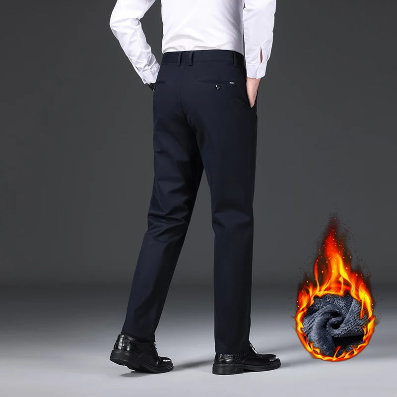 Men's Straight Velvet Casual Pants | Stylish Winter Trousers