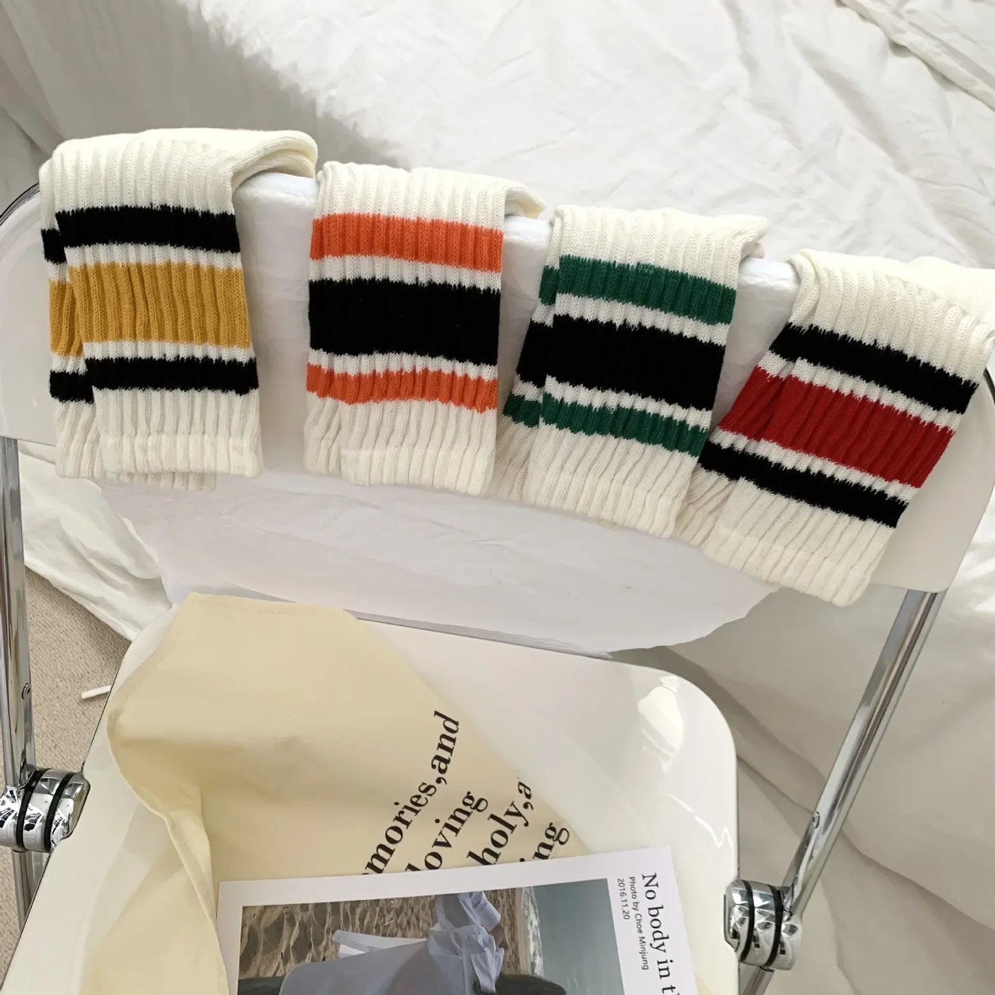 Vintage Striped Medium Tube Socks | Unisex Terry Sports Socks