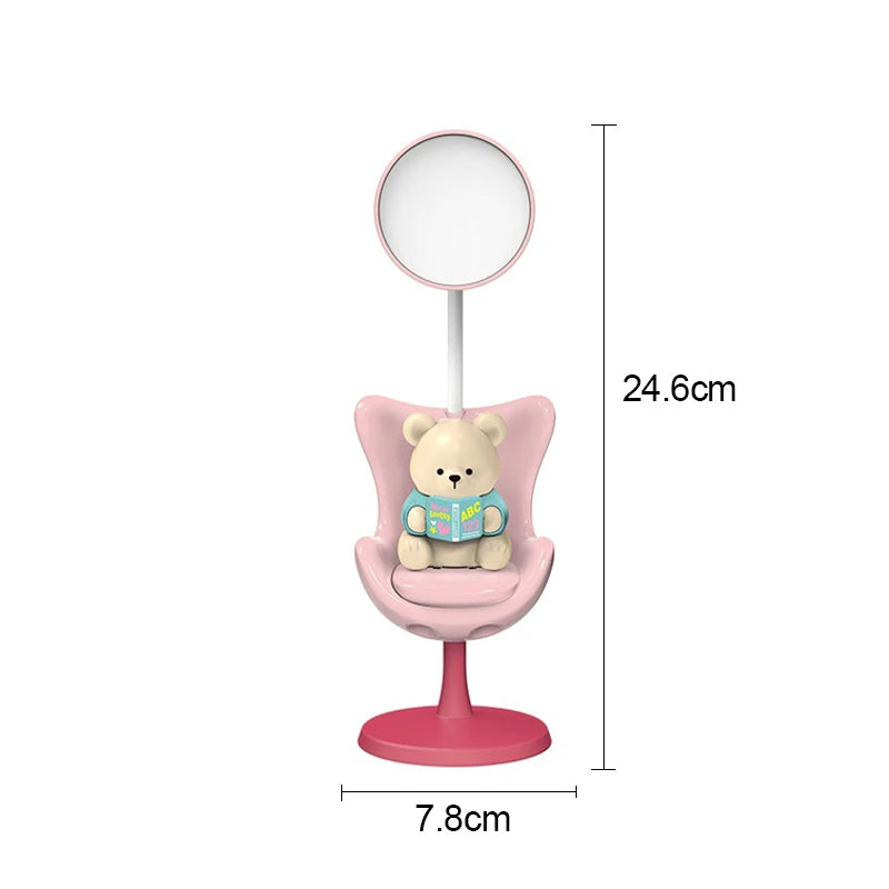 Bonita lámpara de escritorio LED flexible de oso con soporte para teléfono | Iluminación acogedora