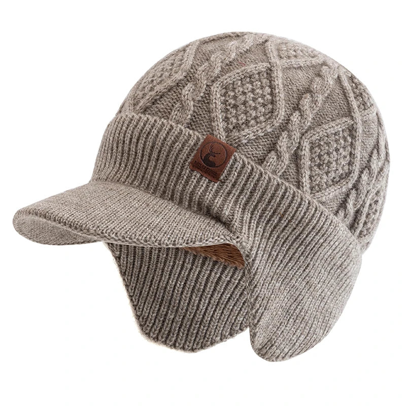 Unisex Fleece Lined Earflap Beanie Hat | Stylish Warm Winter Cap