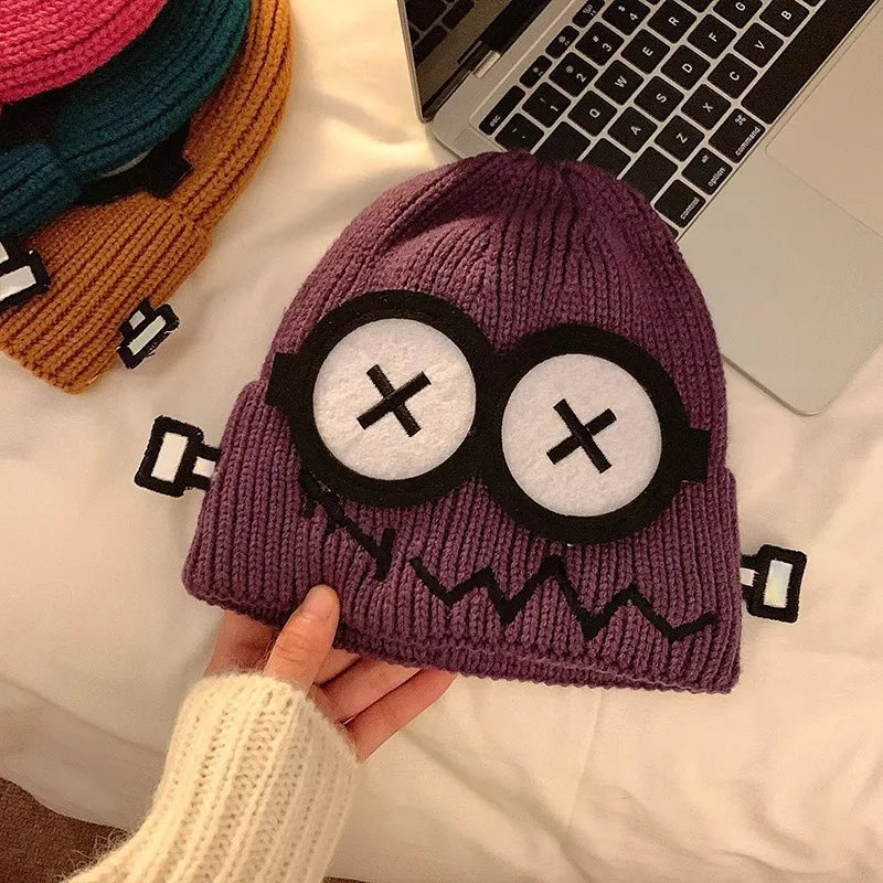 Funny Cute Cartoon Knitted Wool Hat for Women | Cozy Winter Beanie