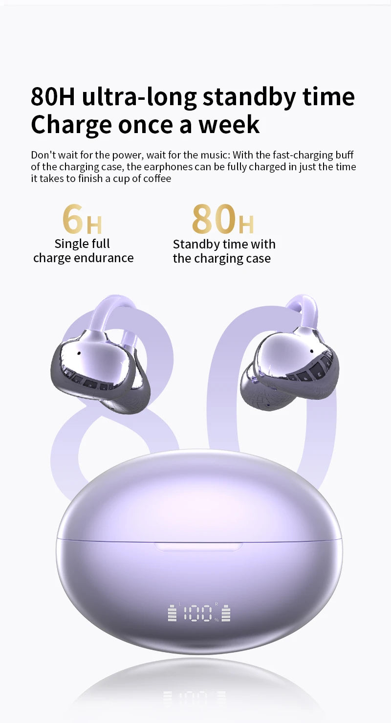Wireless AI Translation Ear Clip | Bluetooth 5.49 Open-Ear Earbuds