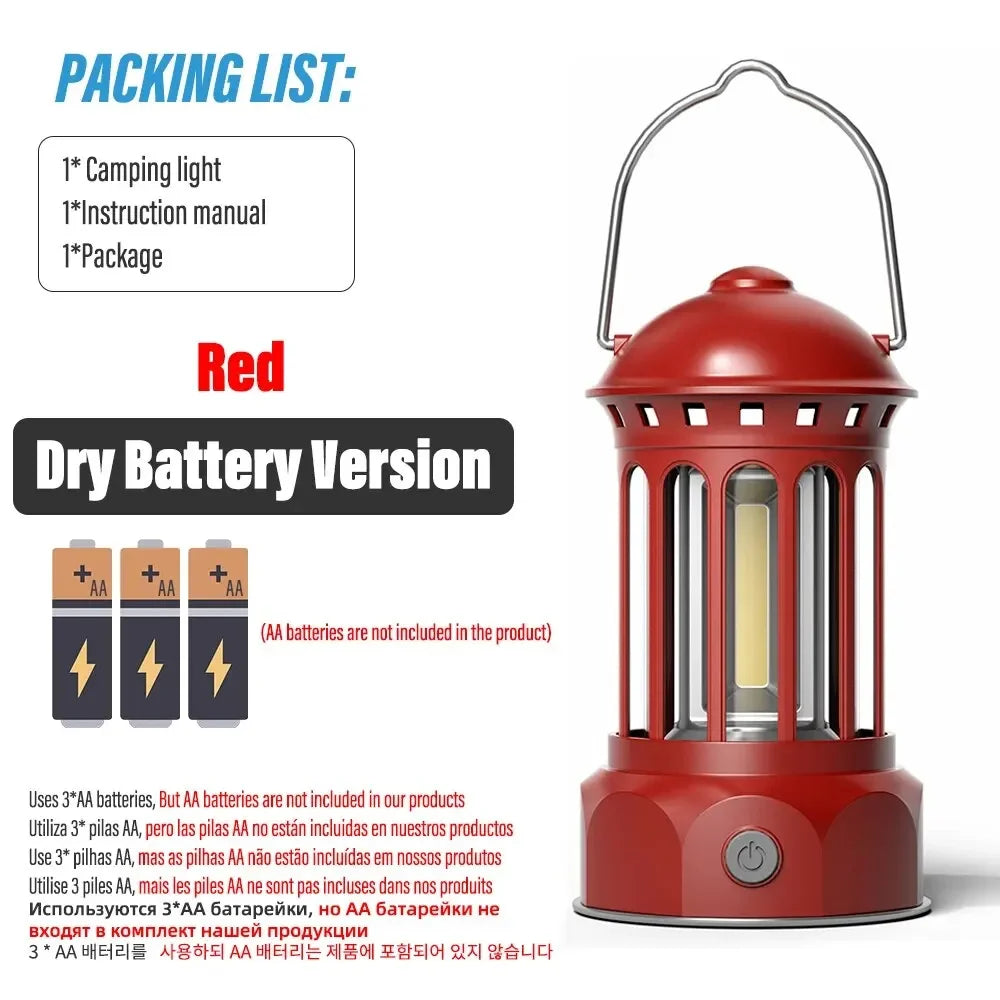 Linterna de camping de estilo romano vintage | Luz exterior recargable