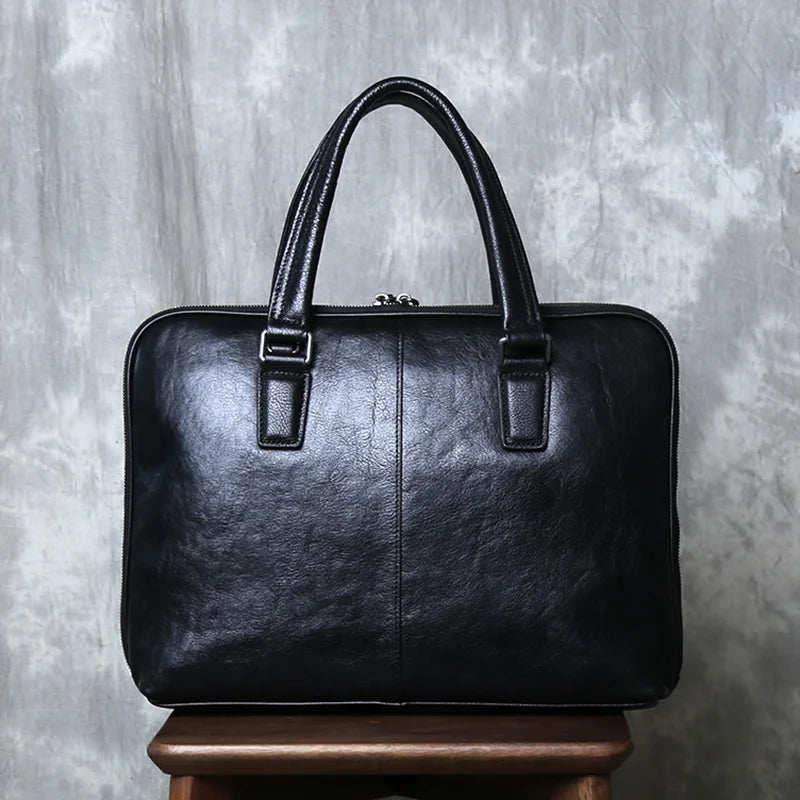 Men's Casual Leather Briefcase | Stylish Business Handbag