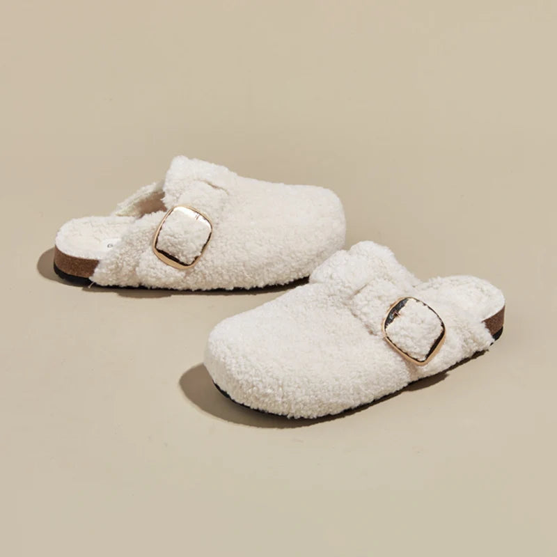 Women's Warm Faux Lamb Wool Mules Slippers for Ultimate Comfort