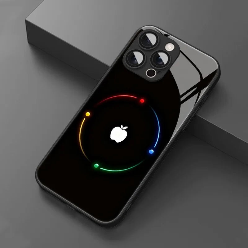 Colorful Halo Tempered Glass Phone Case | Full Coverage Protection