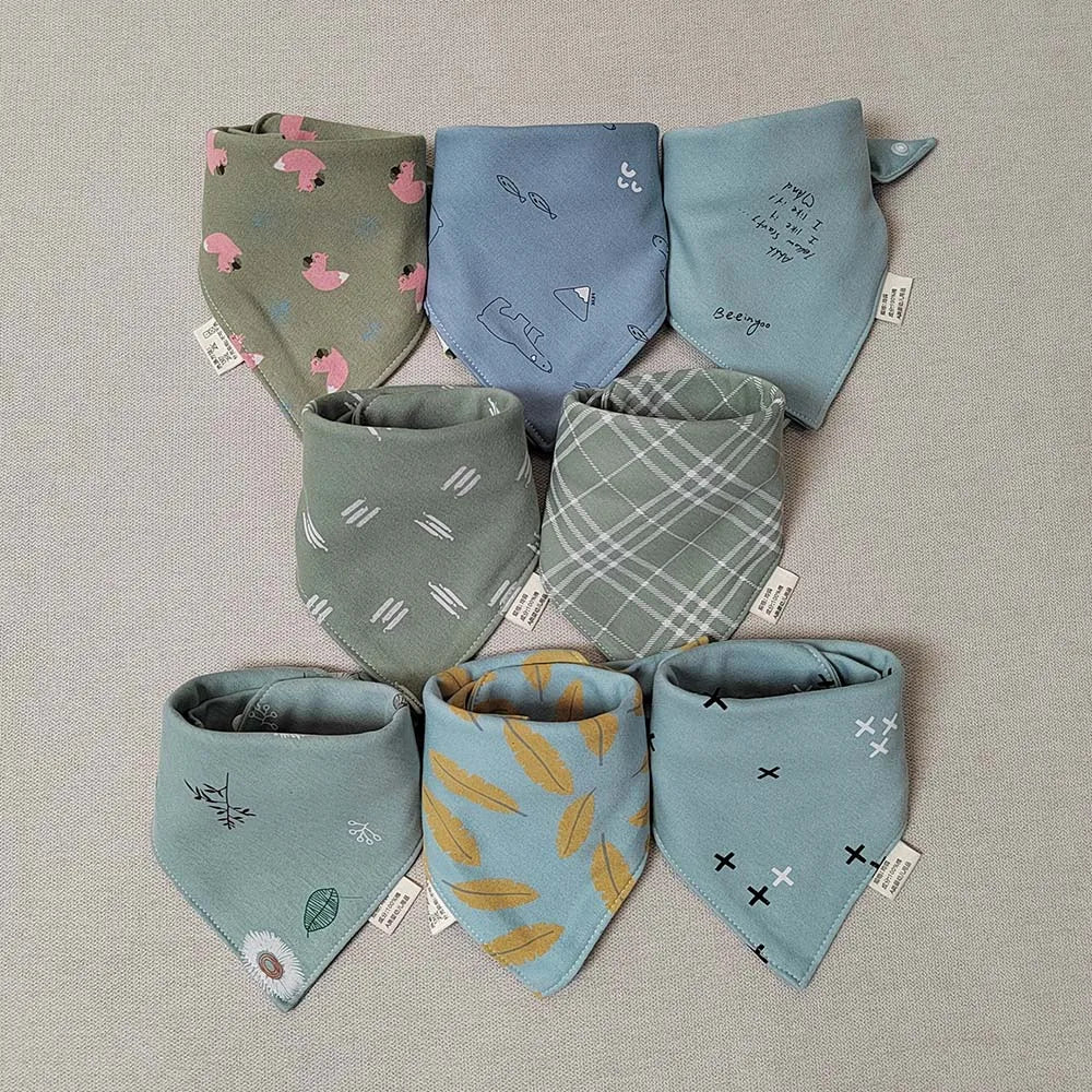 8-Pack Baby Bibs | Soft Cotton Triangle Burp Cloths for Infants