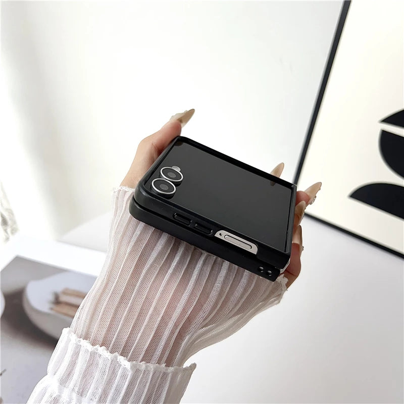 Magnetic Carbon Fiber Texture Phone Case For Samsung Galaxy Z Flip 3 4 5 6 7 For Magsafe Protective PC Back Cover Fundas