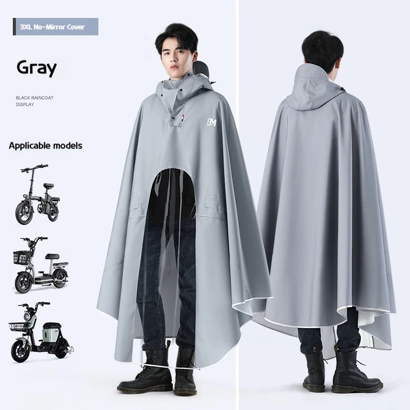 Men's Full-Length Rain Poncho for Motorcycle & Scooter Riders