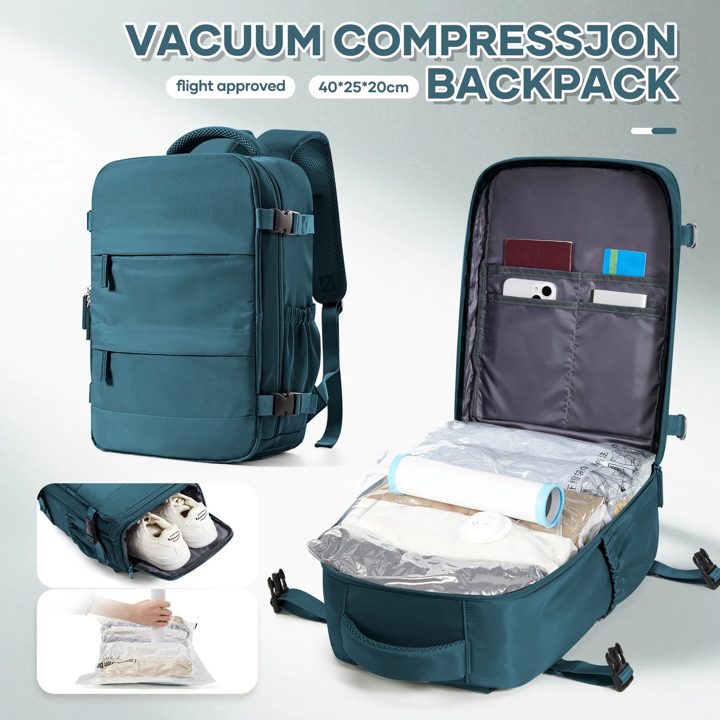 Travel Backpack for Business & School | Compression Luggage Bag