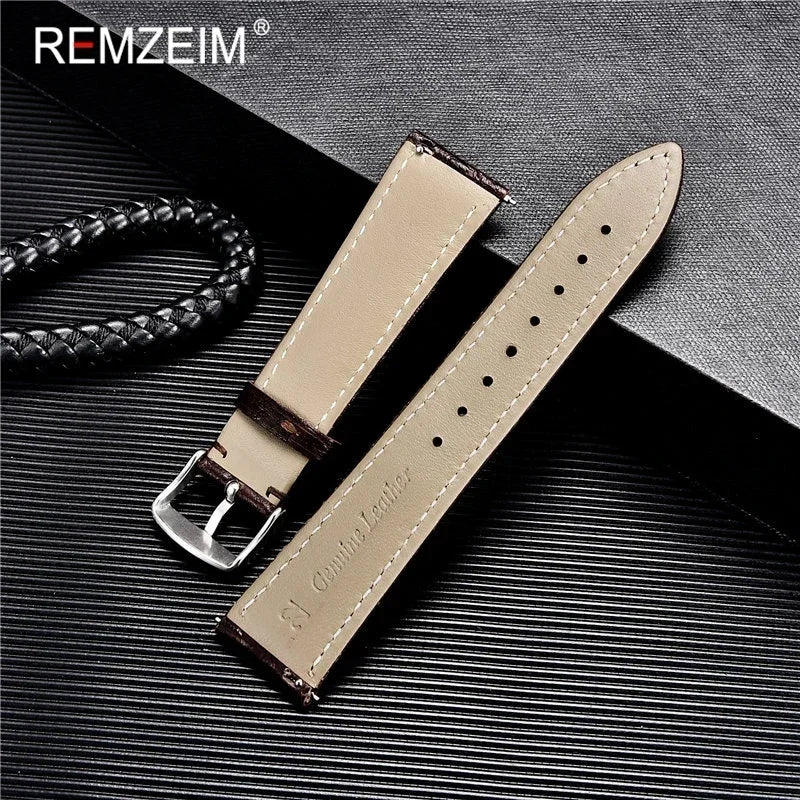 Colorful Ostrich Pattern Cowhide Leather Watch Strap | Quick Release