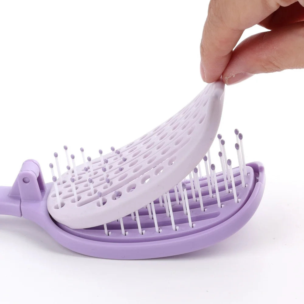 Self-Cleaning Foldable Hair Brush | Anti-Static Massage Comb