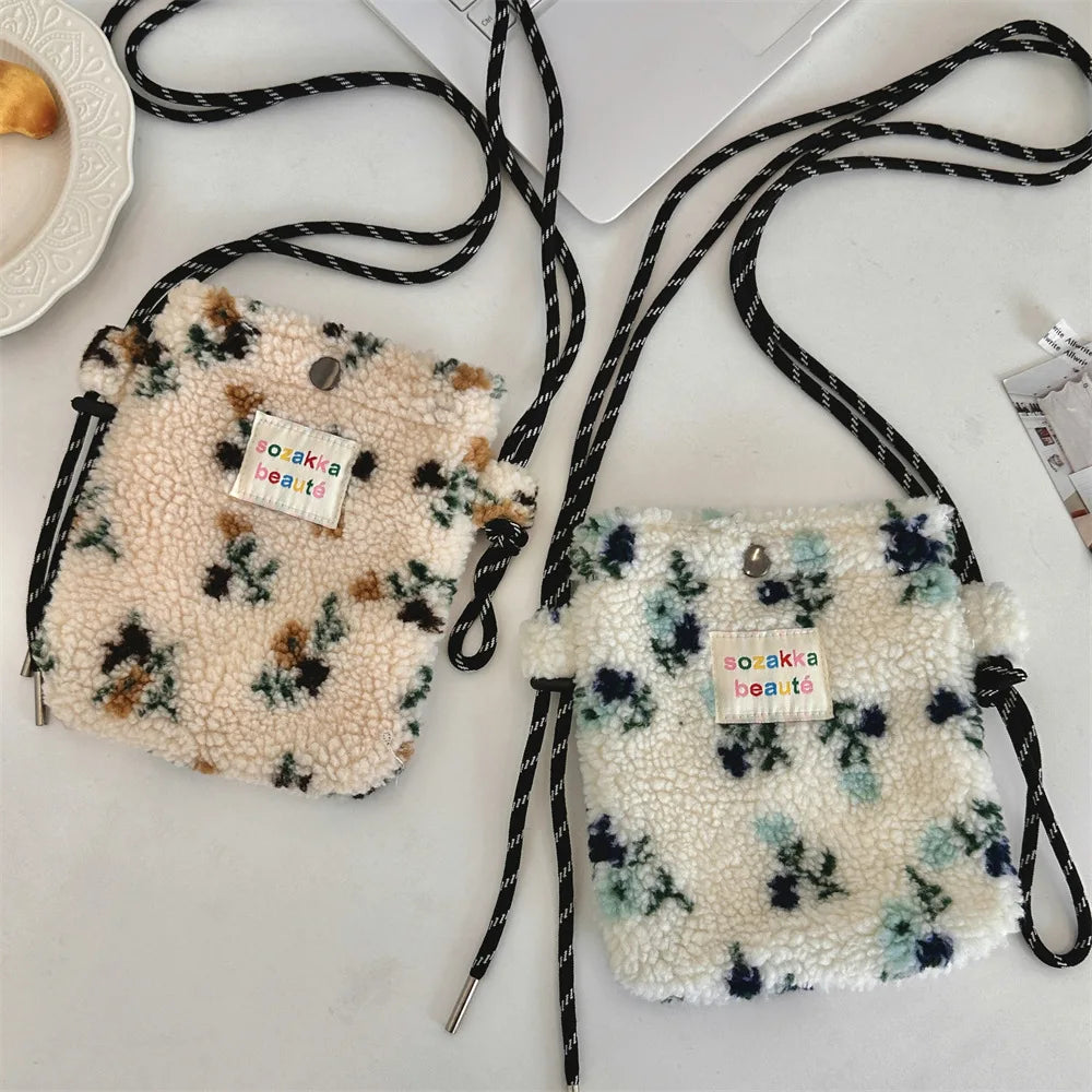 Cute Plush Dot Crossbody Bags for Women | Portable Shoulder Bag
