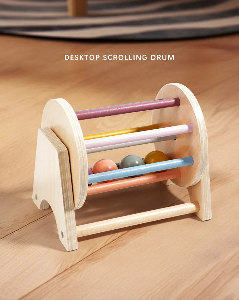 Montessori Wooden Rolling Ball Drum | Engaging Baby Learning Toy